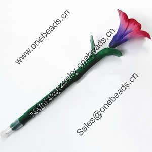 Fimo(Polymer Clay) Jewelry Ball Pen, with a fimo bead head, 52x195mm, Sold by PC