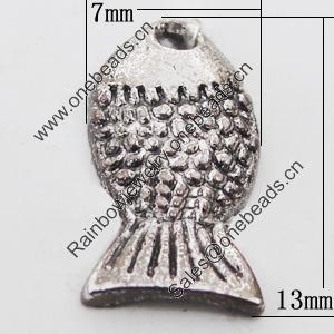Pendant, Zinc Alloy Jewelry Findings Lead-free, Fish 7x13mm Hole:1.5mm, Sold by Bag