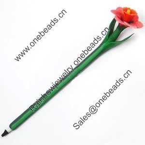 Fimo(Polymer Clay) Jewelry Ball Pen, with a fimo bead head, 43x210mm, Sold by PC