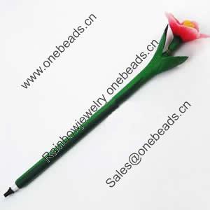 Fimo(Polymer Clay) Jewelry Ball Pen, with a fimo bead head, 42x210mm, Sold by PC