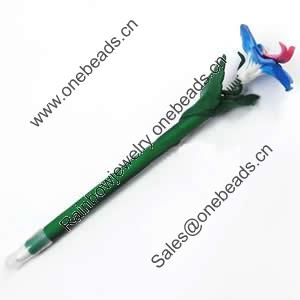 Fimo(Polymer Clay) Jewelry Ball Pen, with a fimo bead head, 52x190mm, Sold by PC