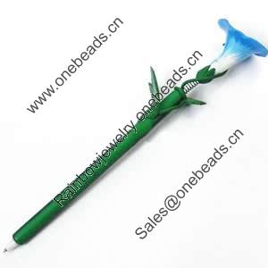 Fimo(Polymer Clay) Jewelry Ball Pen, with a fimo bead head, 38x195mm, Sold by PC