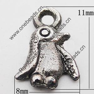 Pendant, Zinc Alloy Jewelry Findings Lead-free, Heart 8x11mm Hole:2mm, Sold by Bag