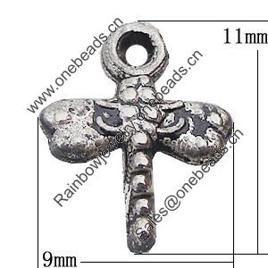 Pendant, Zinc Alloy Jewelry Findings Lead-free, Dragonfly 9x11mm Hole:1.5mm, Sold by Bag