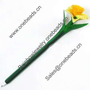 Fimo(Polymer Clay) Jewelry Ball Pen, with a fimo bead head, 48x210mm, Sold by PC