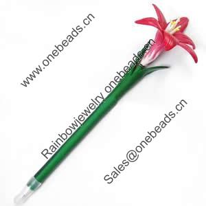 Fimo(Polymer Clay) Jewelry Ball Pen, with a fimo bead head, 63x210mm, Sold by PC