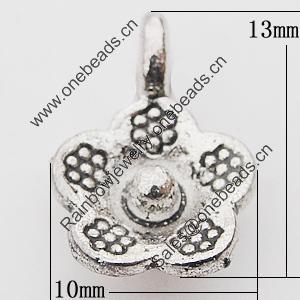 Pendant, Zinc Alloy Jewelry Findings Lead-free, Flower 10x13mm Hole:2mm, Sold by Bag