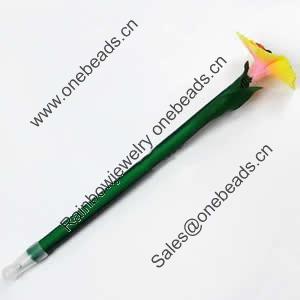 Fimo(Polymer Clay) Jewelry Ball Pen, with a fimo bead head, 45x190mm, Sold by PC