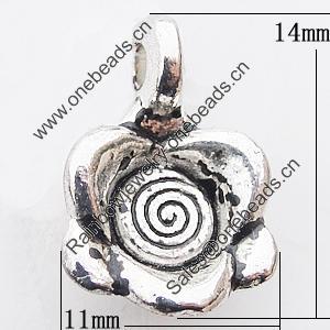 Pendant, Zinc Alloy Jewelry Findings Lead-free, Flower 11x14mm Hole:2.5mm, Sold by Bag