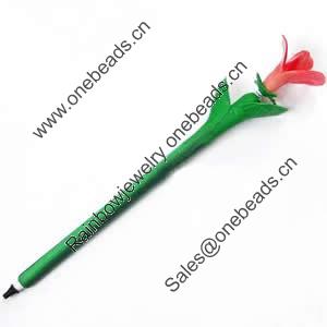 Fimo(Polymer Clay) Jewelry Ball Pen, with a fimo bead head, 35x200mm, Sold by PC