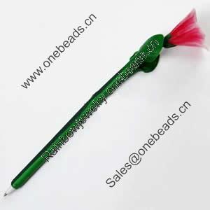 Fimo(Polymer Clay) Jewelry Ball Pen, with a fimo bead head, 37x200mm, Sold by PC