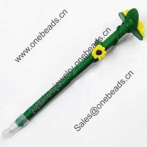 Fimo(Polymer Clay) Jewelry Ball Pen, with a fimo bead head, 38x170mm, Sold by PC
