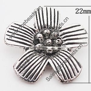 Pendant, Zinc Alloy Jewelry Findings Lead-free, Flower 22mm Hole:1.5mm, Sold by Bag