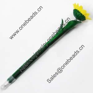 Fimo(Polymer Clay) Jewelry Ball Pen, with a fimo bead head, 40x180mm, Sold by PC