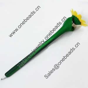 Fimo(Polymer Clay) Jewelry Ball Pen, with a fimo bead head, 43x175mm, Sold by PC