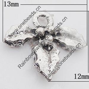 Pendant, Zinc Alloy Jewelry Findings Lead-free, Flower 13x12mm Hole:1.5mm, Sold by Bag