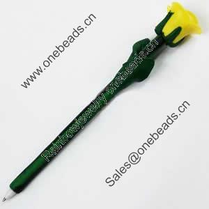 Fimo(Polymer Clay) Jewelry Ball Pen, with a fimo bead head, 28x175mm, Sold by PC