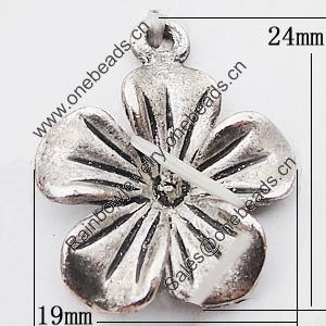 Pendant, Zinc Alloy Jewelry Findings Lead-free, Flower 19x24mm Hole:2mm, Sold by Bag