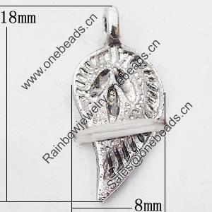 Pendant, Zinc Alloy Jewelry Findings Lead-free, Leaf 8x18mm Hole:2mm, Sold by Bag