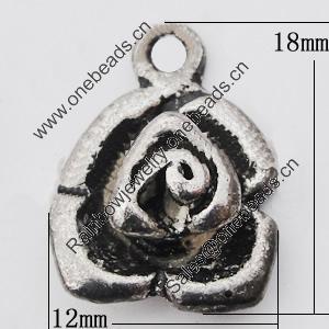 Pendant, Zinc Alloy Jewelry Findings Lead-free, Flower 12x18mm Hole:2mm, Sold by Bag