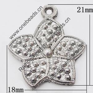 Pendant, Zinc Alloy Jewelry Findings Lead-free, Flower 18x21mm Hole:2mm, Sold by Bag