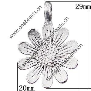 Pendant, Zinc Alloy Jewelry Findings Lead-free, Flower 20x29mm Hole:2mm, Sold by Bag