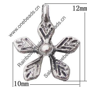 Pendant, Zinc Alloy Jewelry Findings Lead-free, Flower 10x12mm Hole:1mm, Sold by Bag