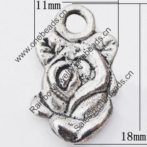 Pendant, Zinc Alloy Jewelry Findings Lead-free, Flower 11x18mm Hole:2.5mm, Sold by Bag