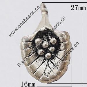 Pendant, Zinc Alloy Jewelry Findings Lead-free, 16x27mm Hole:2mm, Sold by Bag
