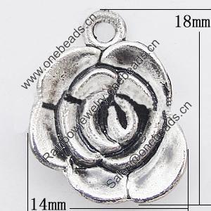 Pendant, Zinc Alloy Jewelry Findings Lead-free, Flower 14x18mm Hole:1.5mm, Sold by Bag