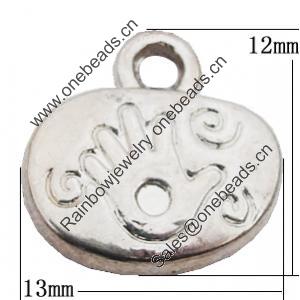Pendant, Zinc Alloy Jewelry Findings Lead-free, 13x12mm Hole:2mm, Sold by Bag