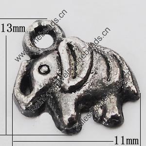 Pendant, Zinc Alloy Jewelry Findings Lead-free, Elephant 11x13mm Hole:2mm, Sold by Bag