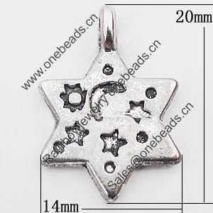 Pendant, Zinc Alloy Jewelry Findings Lead-free, 14x20mm Hole:2mm, Sold by Bag
