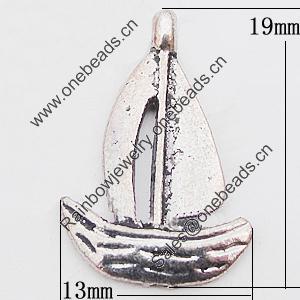 Pendant, Zinc Alloy Jewelry Findings Lead-free, 13x19mm Hole:1.5mm, Sold by Bag