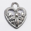 Pendant, Zinc Alloy Jewelry Findings Lead-free, Heart 13x15mm Hole:2.5mm, Sold by Bag