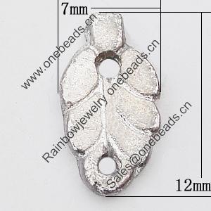Connectors, Zinc Alloy Jewelry Findings Lead-free, Leaf 7x12mm Hole:1mm, Sold by Bag