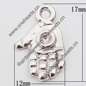 Pendant, Zinc Alloy Jewelry Findings Lead-free, Hand 12x17mm Hole:2mm, Sold by Bag