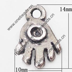 Pendant, Zinc Alloy Jewelry Findings Lead-free, Hand 10x14mm Hole:1mm, Sold by Bag
