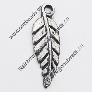 Pendant, Zinc Alloy Jewelry Findings Lead-free, Leaf 6x19mm Hole:1mm, Sold by Bag