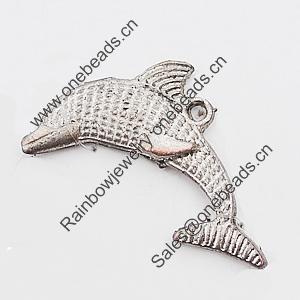 Pendant, Zinc Alloy Jewelry Findings Lead-free, Dolphin 43x30mm Hole:2.5mm, Sold by Bag