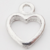 Pendant, Zinc Alloy Jewelry Findings Lead-free, Heart 10x12mm Hole:2mm, Sold by Bag