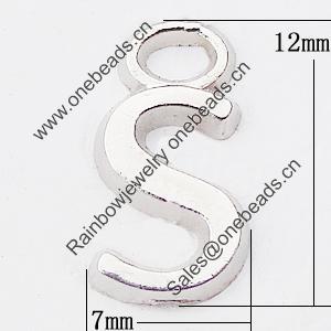 Pendant, Zinc Alloy Jewelry Findings Lead-free, Letter 7x12mm Hole:2mm, Sold by Bag