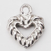 Pendant, Zinc Alloy Jewelry Findings Lead-free, Heart 11x14mm Hole:2mm, Sold by Bag