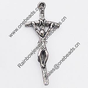 Pendant, Zinc Alloy Jewelry Findings Lead-free, Cross 18x41mm Hole:1.5mm, Sold by Bag