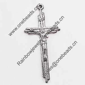 Pendant, Zinc Alloy Jewelry Findings Lead-free, Cross 18x40mm Hole:1.5mm, Sold by Bag