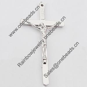 Pendant, Zinc Alloy Jewelry Findings Lead-free, Cross 26x50mm Hole:1.5mm, Sold by Bag