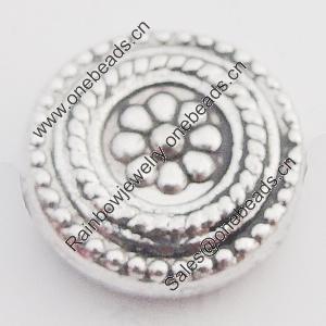 Beads Zinc Alloy Jewelry Findings Lead-free, Flat Round 11mm Hole:1.5mm, Sold by Bag 