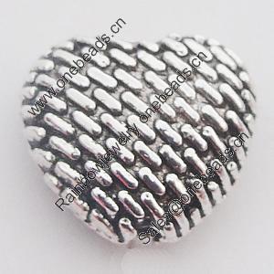 Beads Zinc Alloy Jewelry Findings Lead-free, Heart 10x9mm Hole:1mm, Sold by Bag 