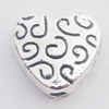 Beads Zinc Alloy Jewelry Findings Lead-free, Heart 9mm Hole:1.5mm, Sold by Bag 
