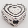 Beads Zinc Alloy Jewelry Findings Lead-free, Heart 8x7mm Hole:1.5mm, Sold by Bag 